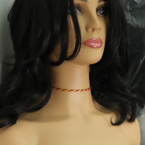 Yellow Red Thread Necklace Choker Adjustable Length Twisted Design Chokers - Picture 10 of 11